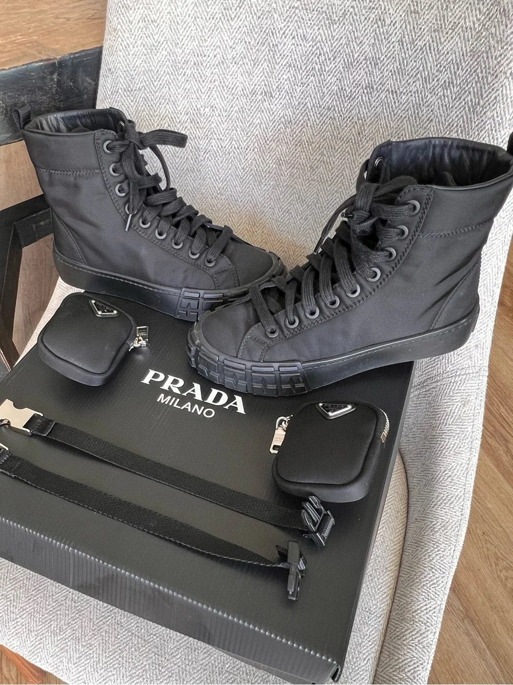 PRADA | Wheel Re-Nylon High-Top Sneakers